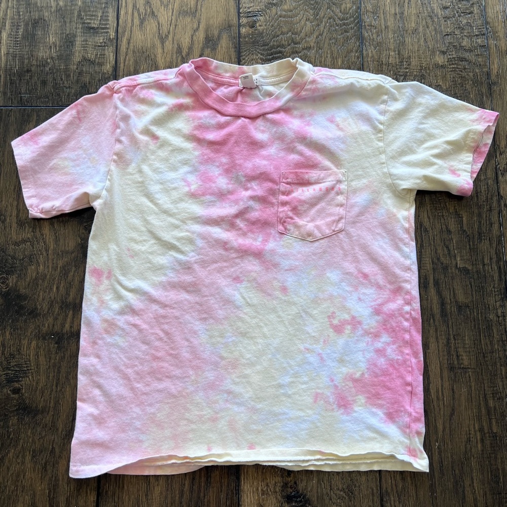 Billabong Pink and Yellow tie dye top in size small